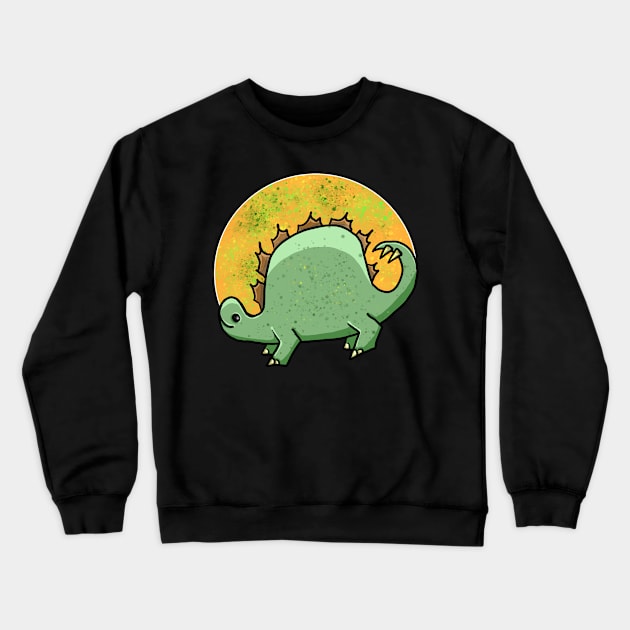 Dinosaur Stegosaur Dino Cartoon Crewneck Sweatshirt by Dreadful Scrawl 666